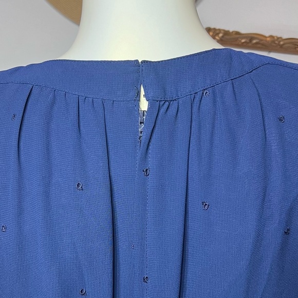 Vintage Ralph Baker Dress Navy Blue Pleated Skirt Chiffon Midi Dres Midi Size 6 - Picture 2 of 16